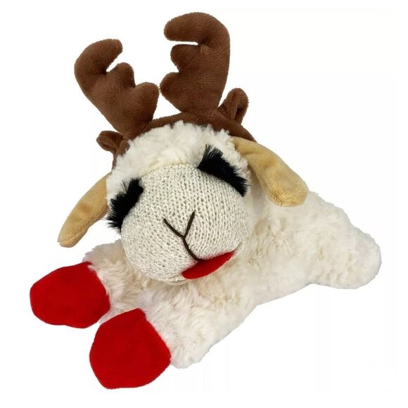 Multipet Lamb Chop with Antlers Dog Interactive Plush Toy 10.5" Holiday - Picture 1 of 6